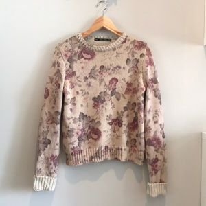 Zara knit vintage rose print sweater